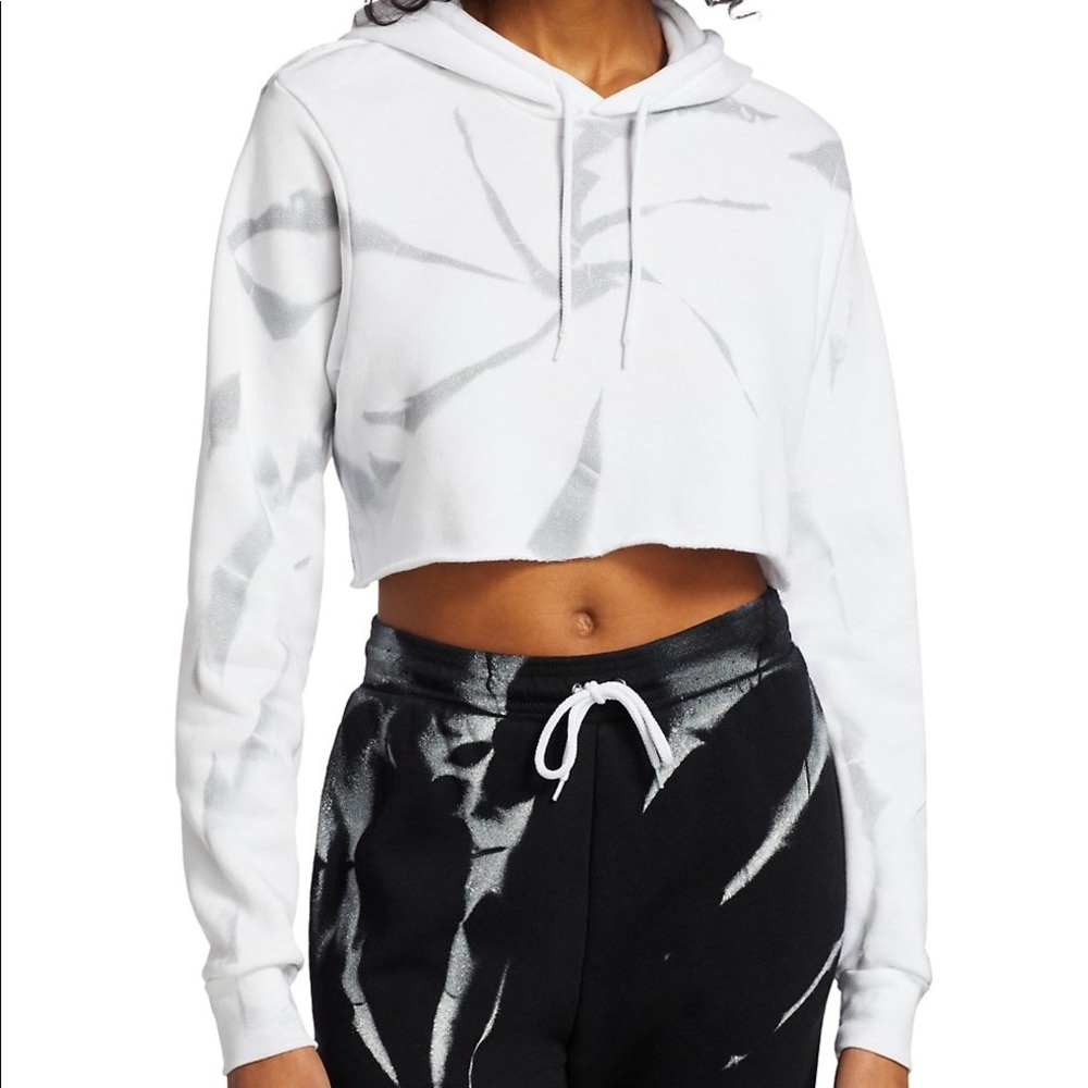 MYRRHE Cropped Hoodie Platinum Metallic New S